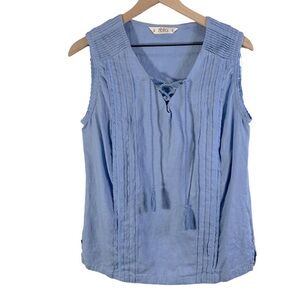 abito Linen Sleeveless Blouse Size L Color Blue
